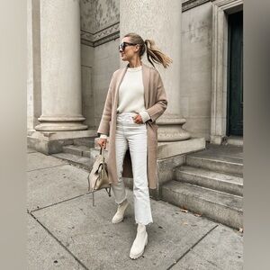 AMO White High-Rise Straight Jeans with Subtle Raw Hem